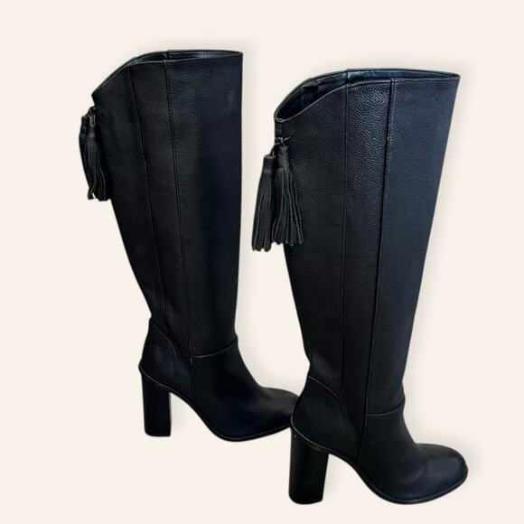 ZARA HIGH BLOCK HEEL BLACK LEATHER BOOTS EUR 40 US 9 - Picture 7 of 8